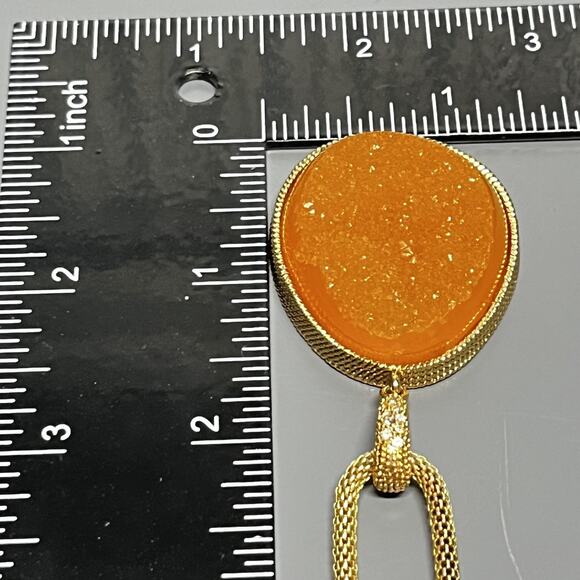 Wendy Williams Necklace Orange Gold Tone Pendant Adjustable Chain Womens Jewelry - Picture 7 of 8